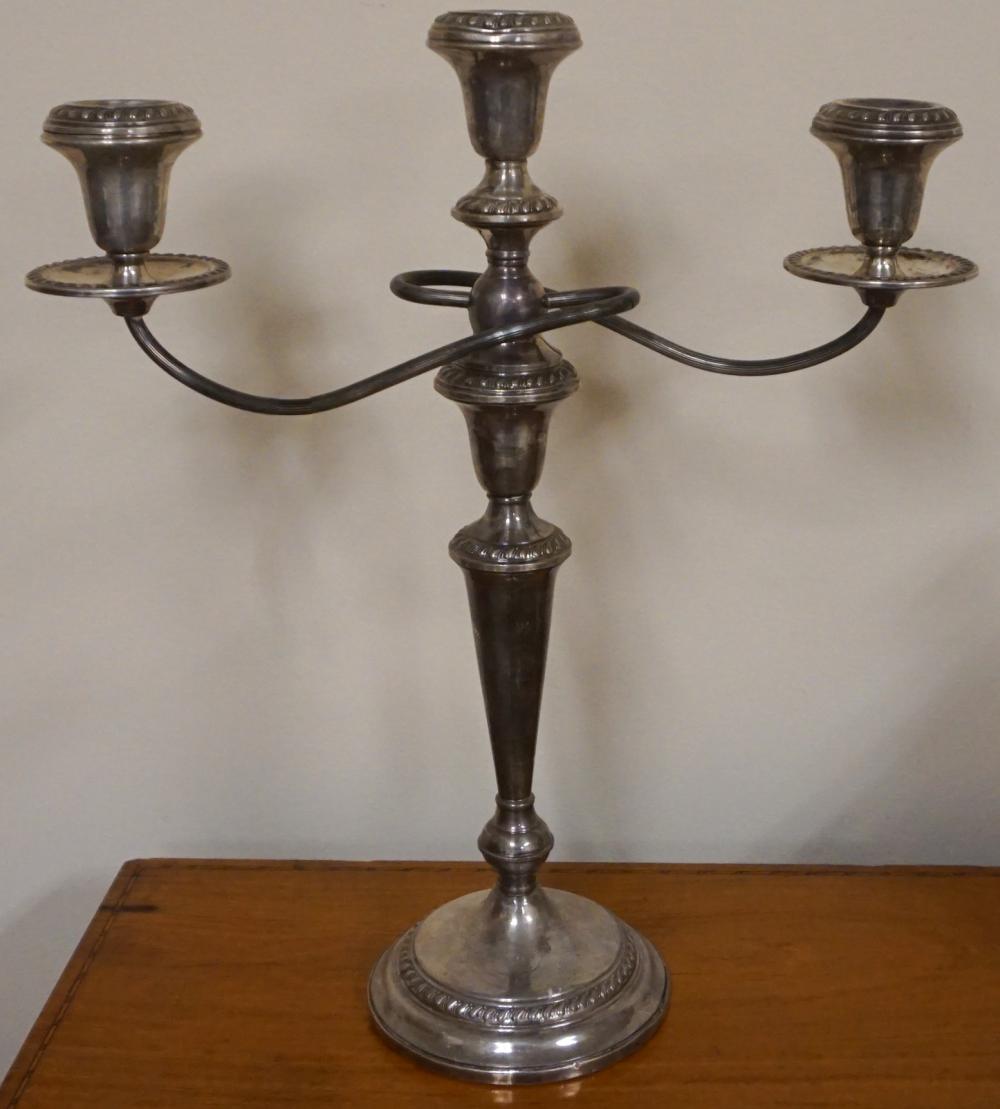 Appraisal: Weighted Sterling Silver Three-to-One Light Convertible Candelabrum H in cm