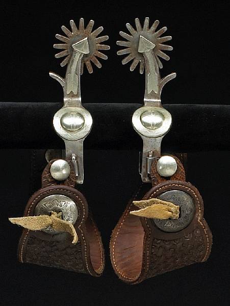 Appraisal: A pair of Texas style arrow shank spurs by Crockettcirca