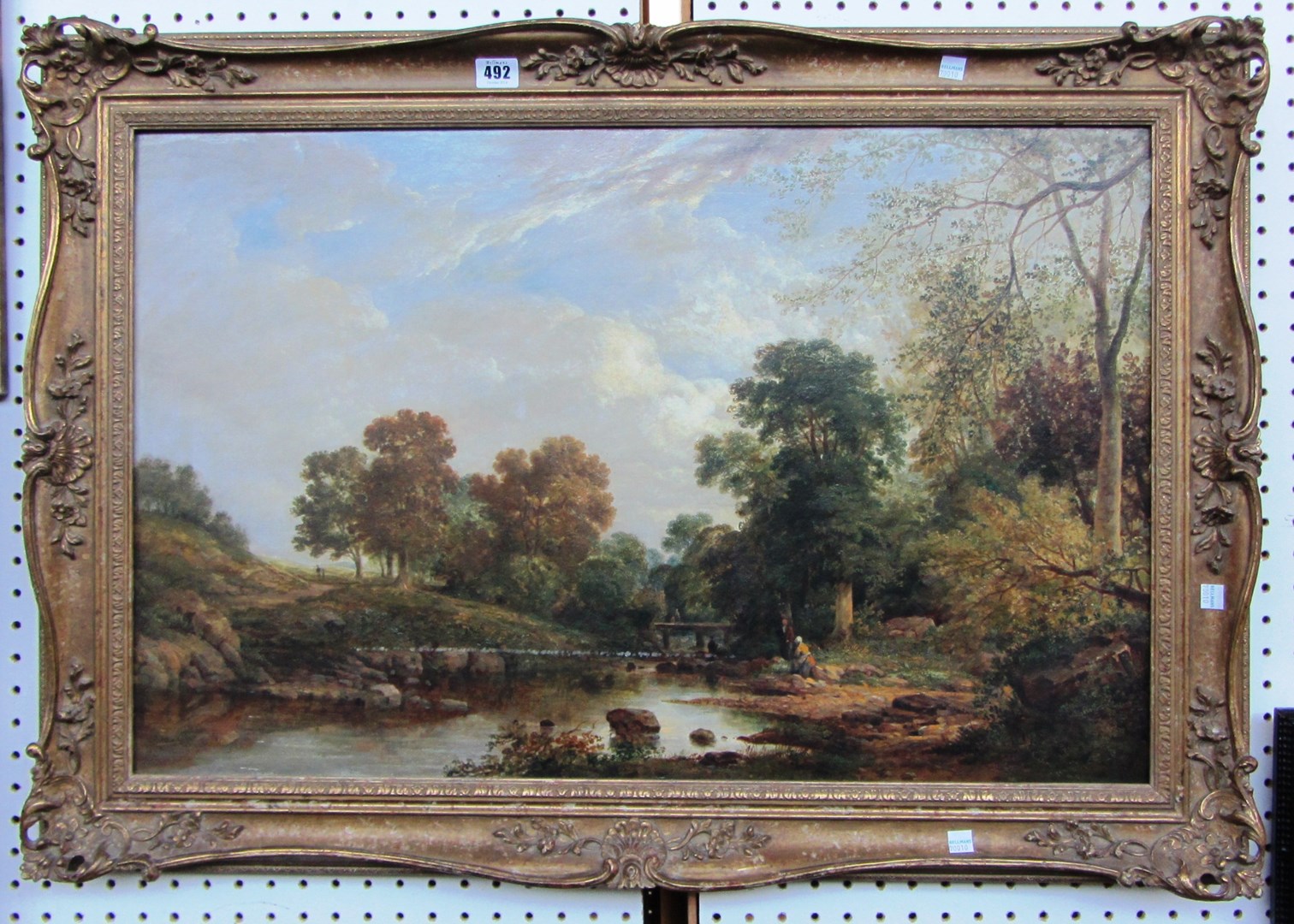 Appraisal: English School th century Figures in a wooded river landscape