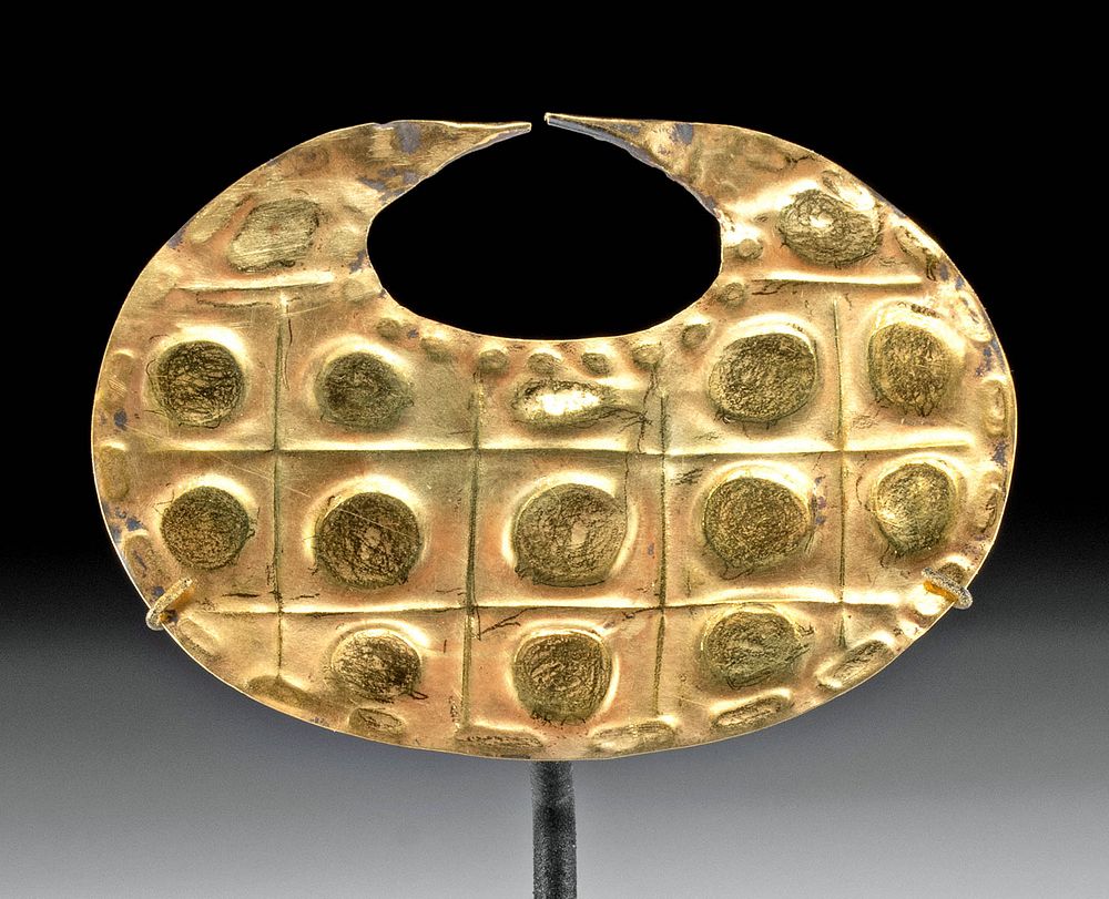 Appraisal: Moche Gold Nose Ring with Dotted Pattern Pre-Columbian Peru North