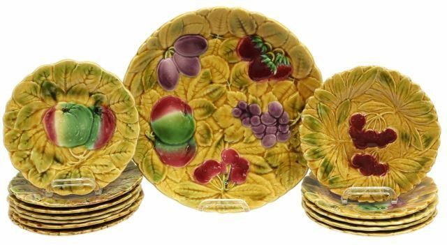 Appraisal: lot of French majolica fruit dessert service Sarreguemines early to