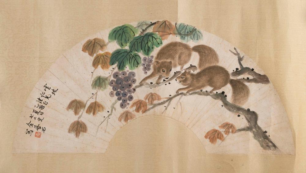 Appraisal: CHINESE FAN PAINTING EARLY TH CENTURY ON PAPER LENGTH UNFRAMED