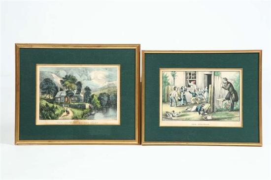 Appraisal: TWO LITHOGRAPHS Currier Ives The Cottage by the Cliff h