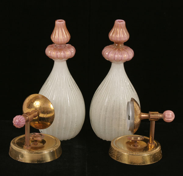 Appraisal: Barovier and Toso bullicante art glass sconces with pink finials