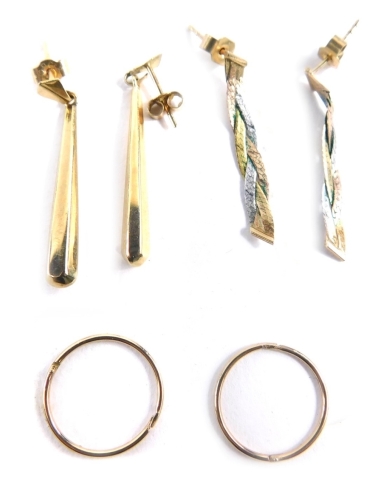 Appraisal: Three pairs of ct gold earrings comprising a pair of