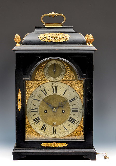 Appraisal: An th Century ebonised bracket clockthe break arch brass dial