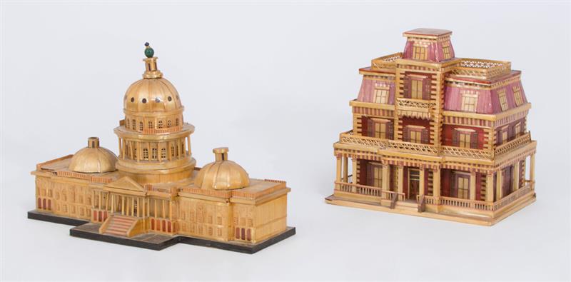 Appraisal: TWO STRAW WORK BOXES IN THE FORM OF THE U