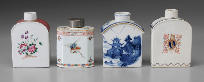 Appraisal: Four Export Porcelain Tea Caddies Chinese th century one with