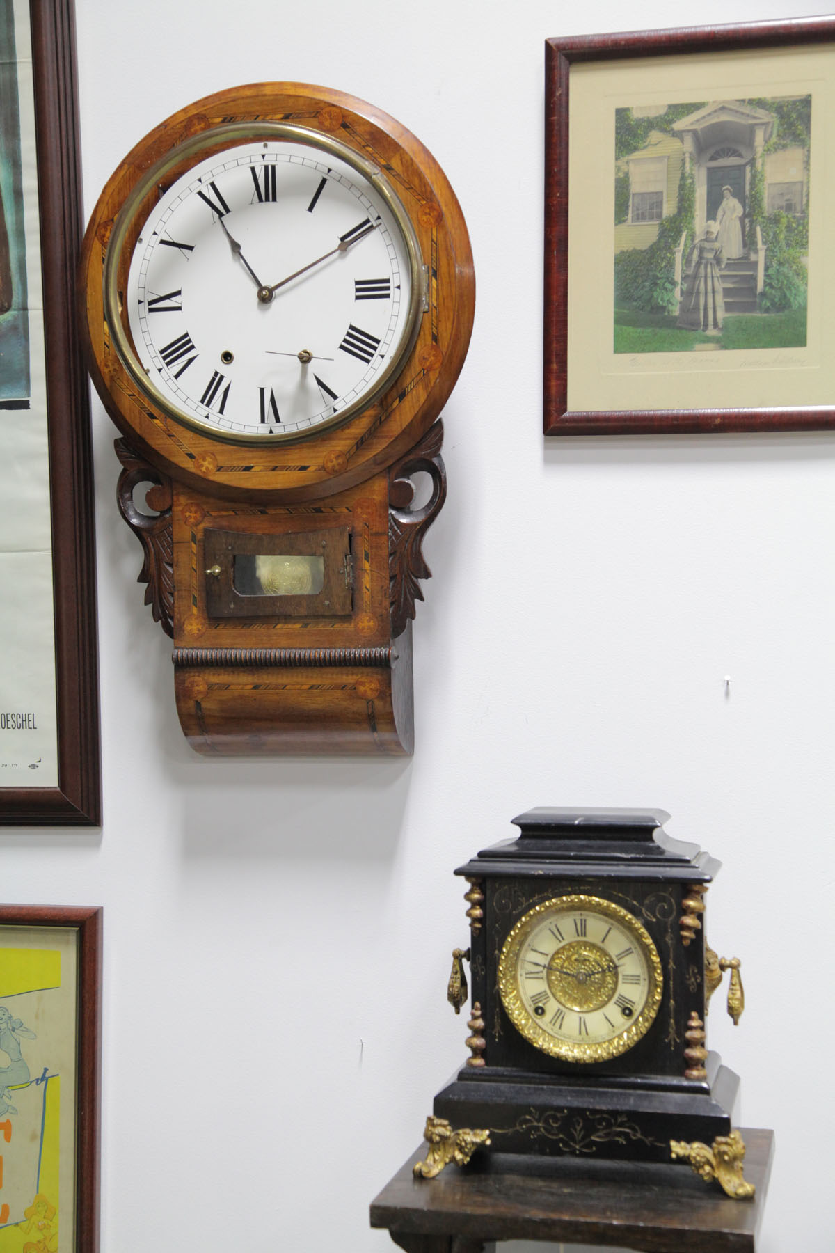 Appraisal: TWO CLOCKS American late th century An Ingraham shelf clock