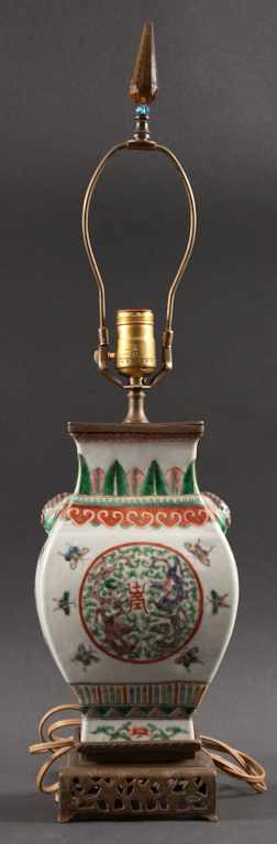 Appraisal: Chinese Export Famille Verte porcelain vase mounted as a lamp