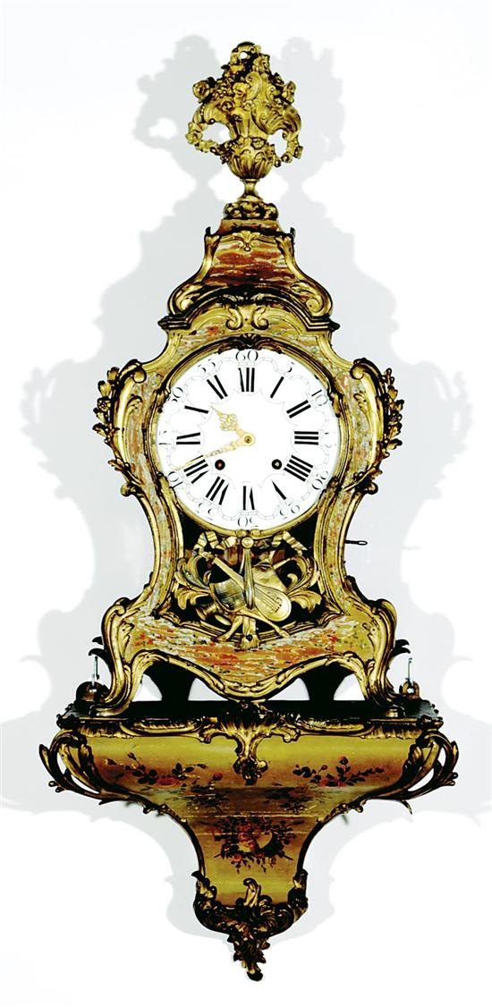 Appraisal: Swiss Neuchatel painted bracket clock circa large gilded urn with