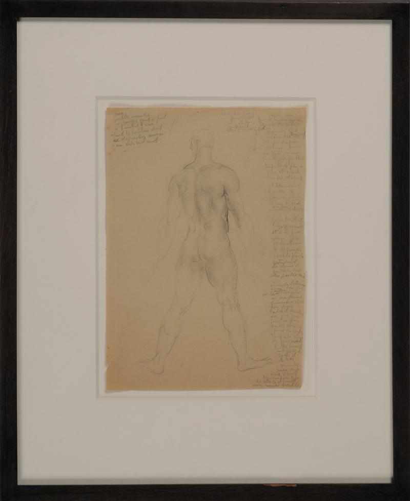 Appraisal: MORGAN RUSSELL - STANDING MALE NUDE WITH ARTIST'S NOTES Pencil