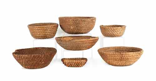 Appraisal: Seven Pennsylvania rye straw baskets th c