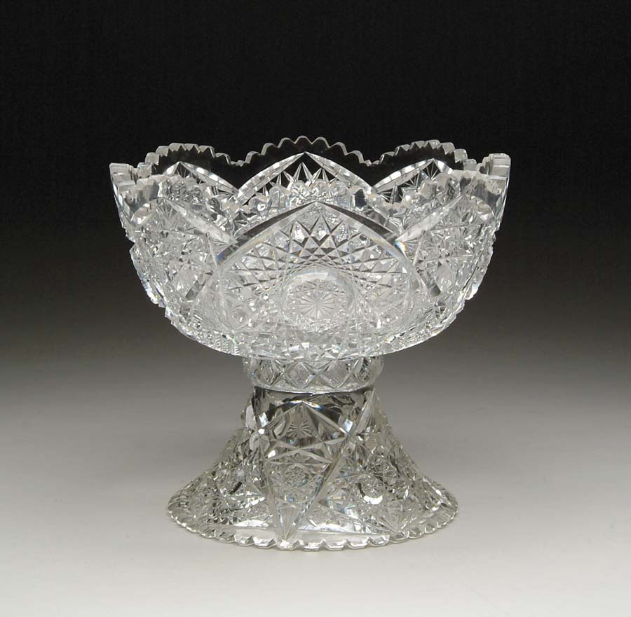 Appraisal: TWO PIECE CUT GLASS PUNCHBOWL Two piece punchbowl is cut