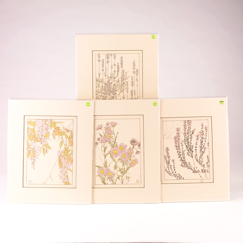 Appraisal: J FOORD Four color lithographs of purple flowers from Decorative