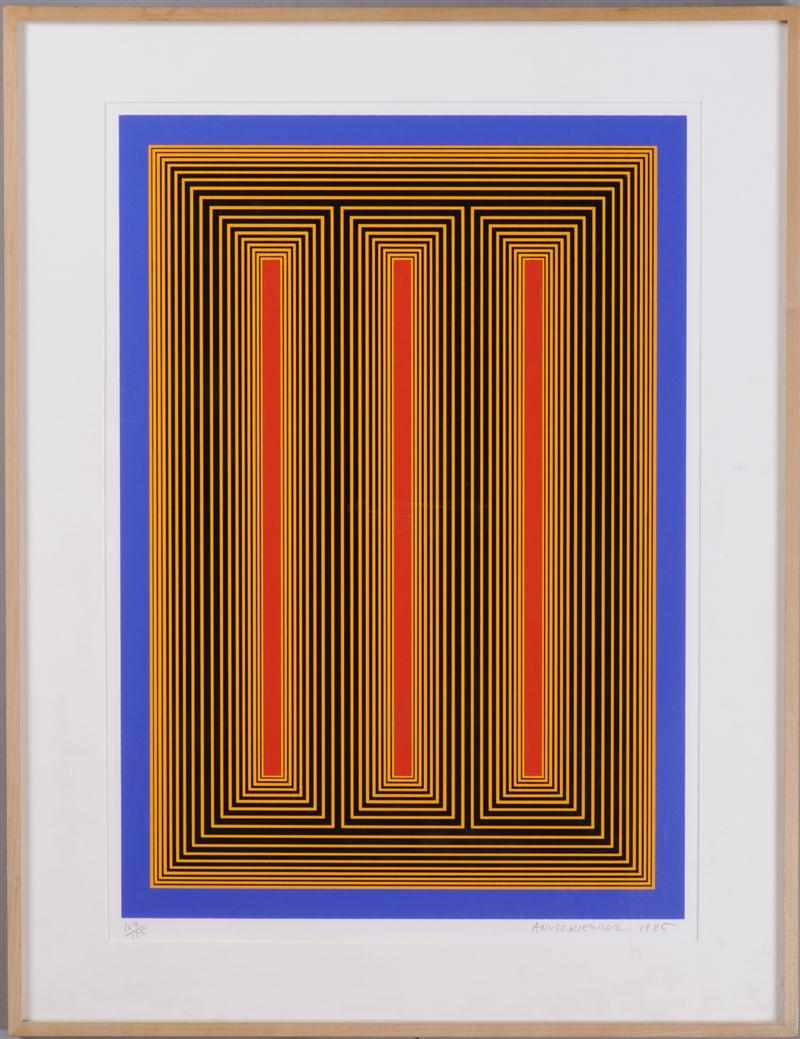 Appraisal: RICHARD ANUSKIEWICZ AMERICAN b UNTITLED BLUE YELLOW BLACK RED Serigraph