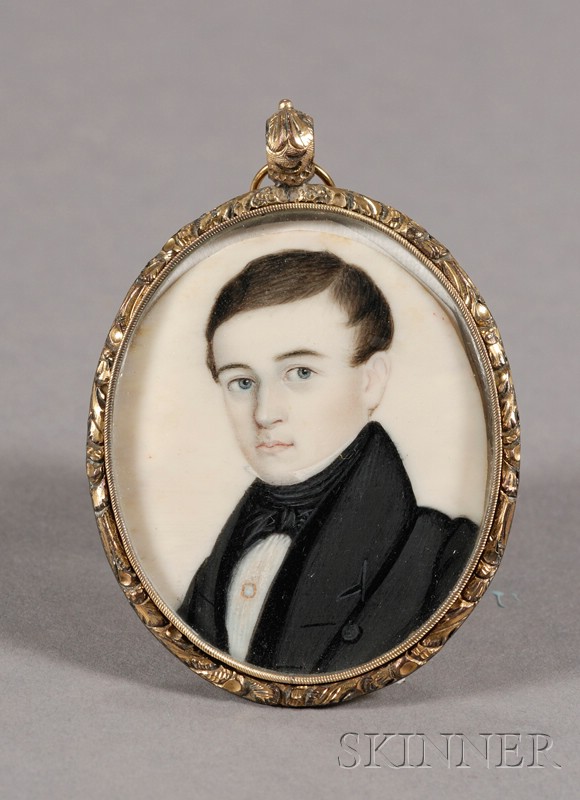 Appraisal: Portrait Miniature of a Boy With Blue Eyes c unsigned