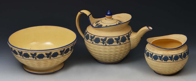 Appraisal: A HACKWOOD AND CO SALT GLAZE TEAPOT of basket weave