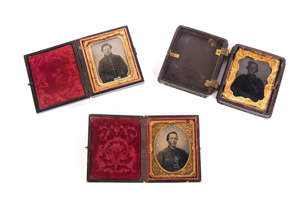 Appraisal: TWO AMBROTYPES AND A TINTYPE OF CIVIL WAR SOLDIERS American