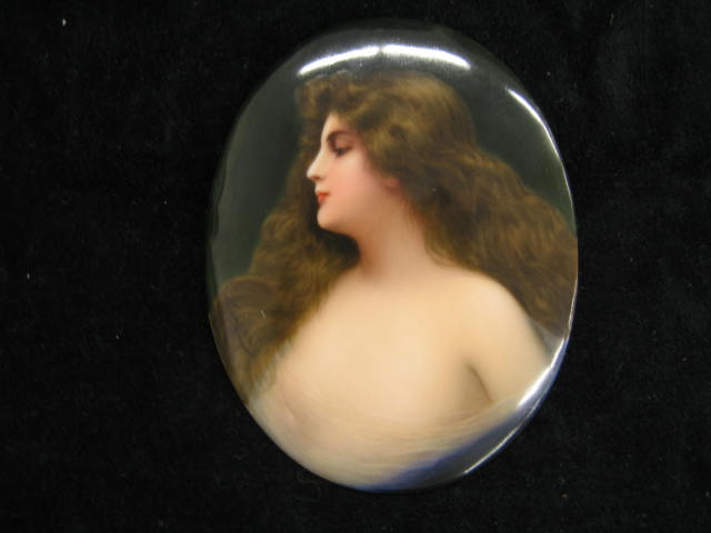 Appraisal: Wagner Painting on Porcelain of a Young Maiden oval x