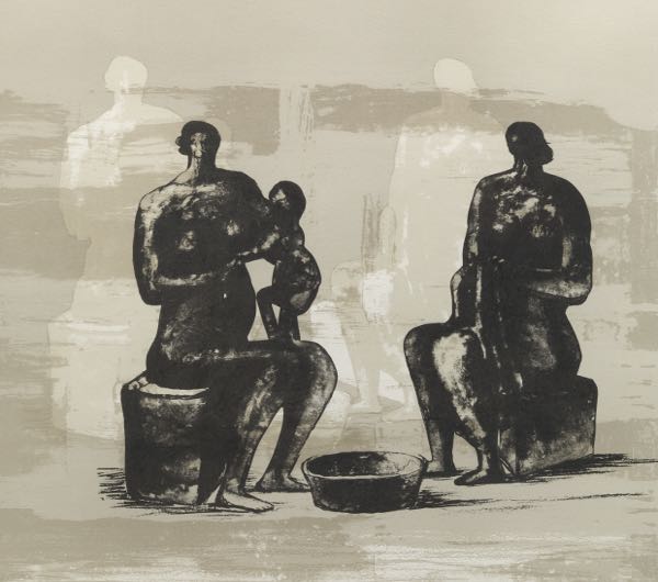 Appraisal: HENRY MOORE BRITISH - x image Two Women Bathing Child