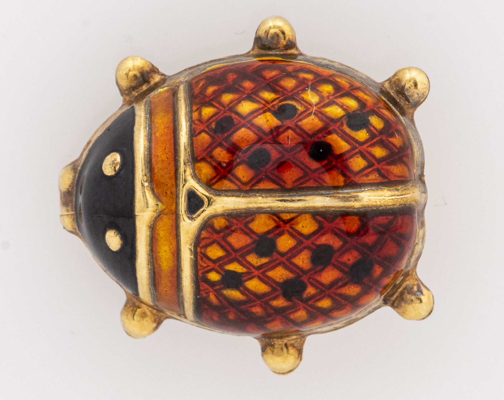 Appraisal: ITALIAN K YELLOW GOLD ENAMEL LADYBUG PIN Vintage Italian K