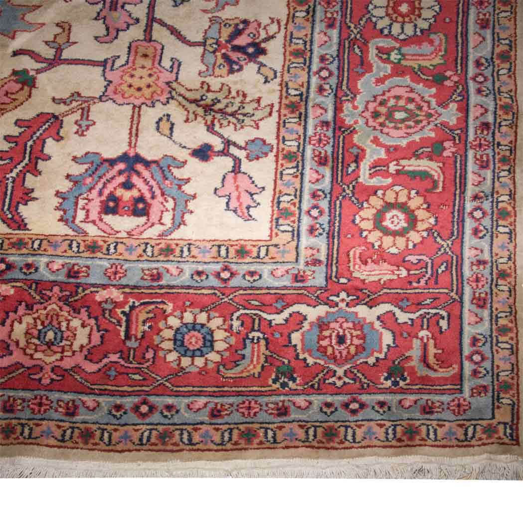 Appraisal: Indo-Heriz Carpet India contemporary The ivory field with a central