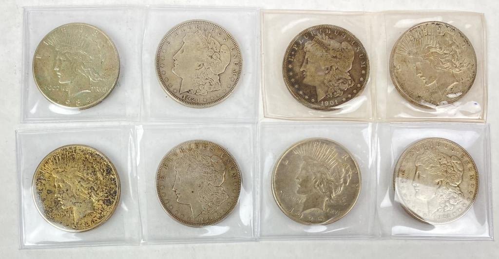 Appraisal: Different US Morgan Peace Silver Dollars Peace Dollars Morgan Dollars