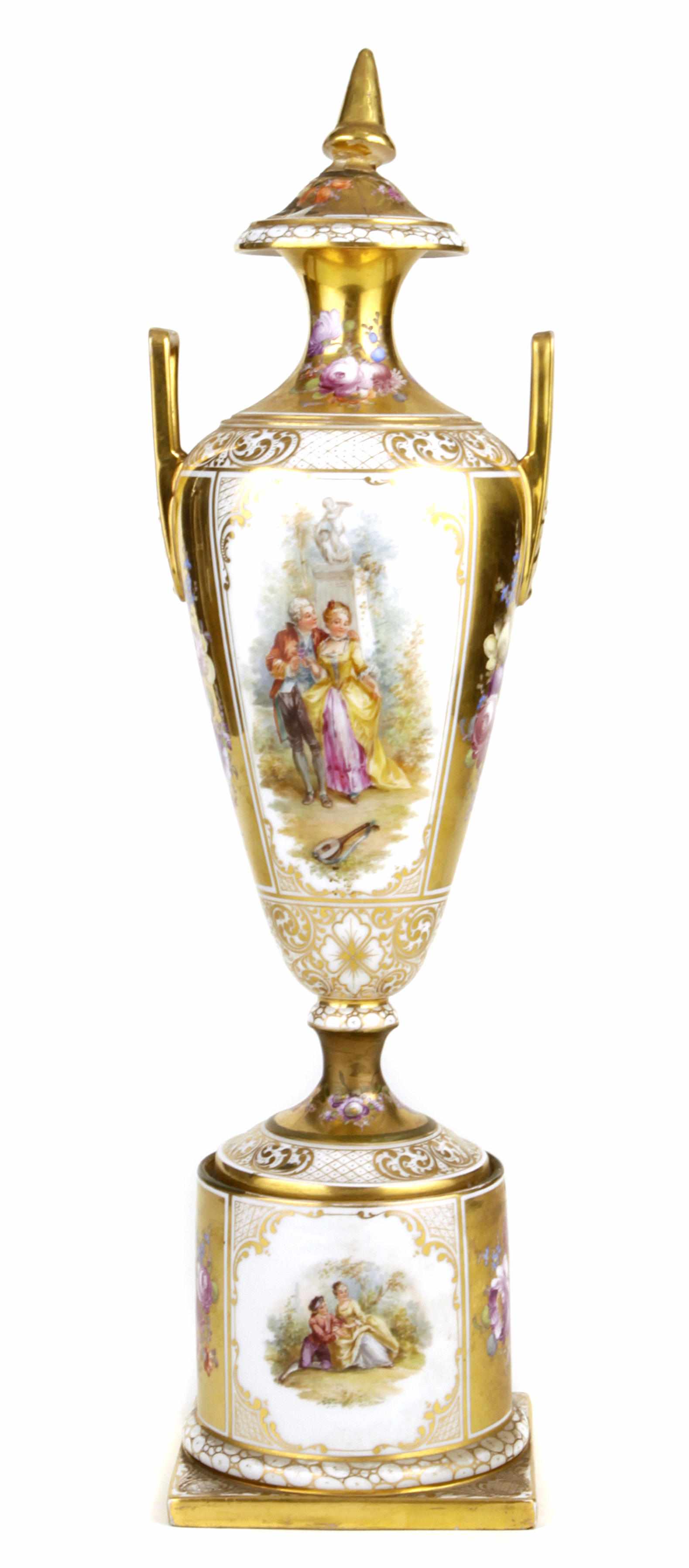 Appraisal: A French porcelain covered urn height in