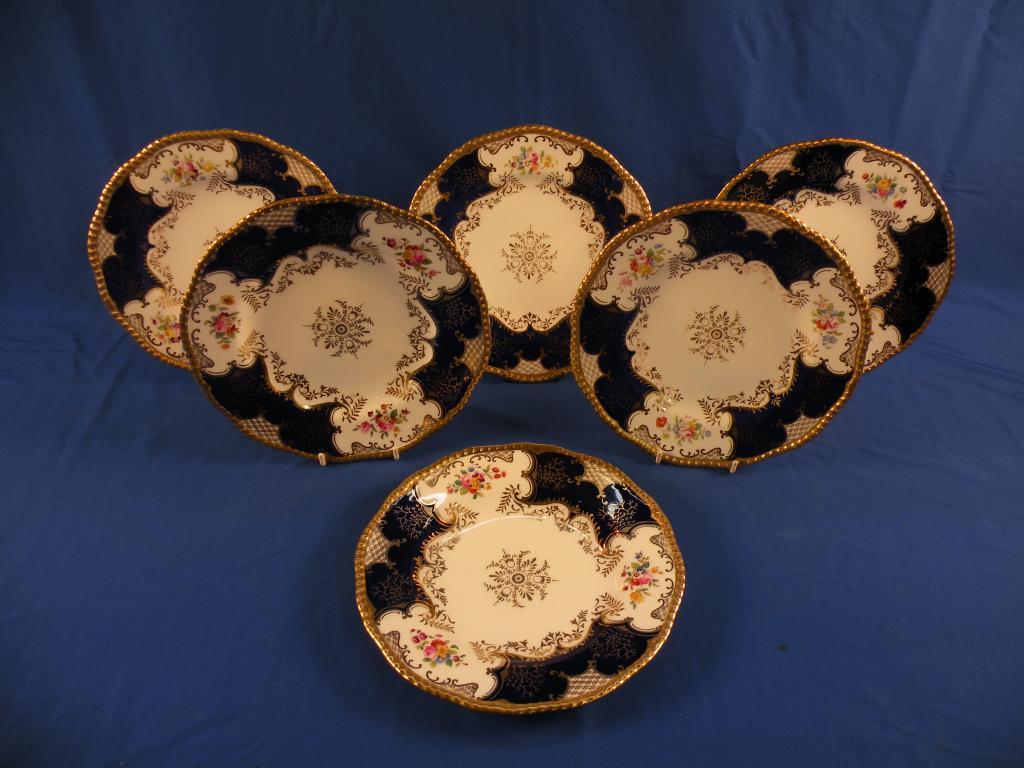 Appraisal: A set of six Coalport Bat Wing plates each printed