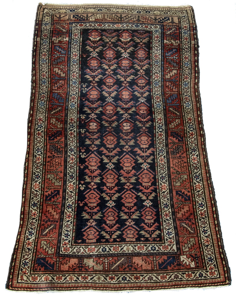 Appraisal: HAMADAN RUG Staggered rows of plant motifs and hexagonal symbols