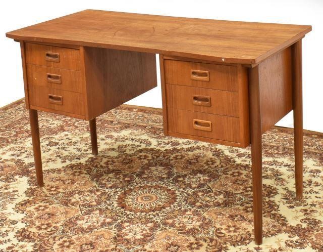 Appraisal: Danish mid-century modern teak writing desk c s having six