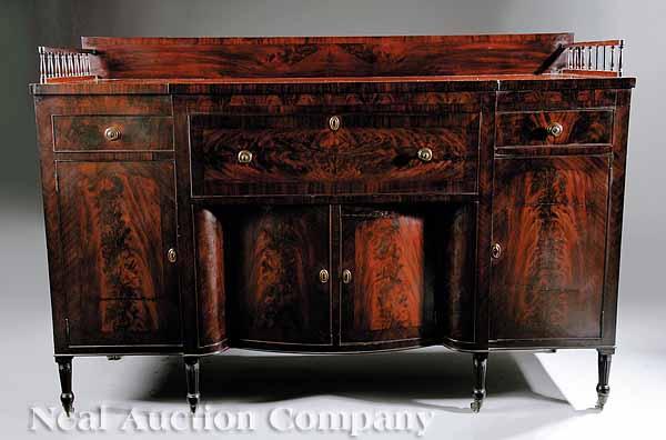 Appraisal: A Late Federal Mahogany Sideboard in the Sheraton Taste early