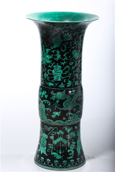 Appraisal: Chinese famille verte porcelain gu-form vase with dragons phoenix and