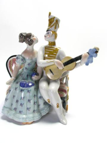 Appraisal: Vladislav Scherbina Porcelain Figurine '' tall entitled ''Old Romance'' from