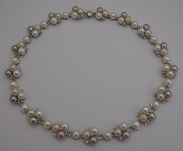 Appraisal: PEARL AND KARAT WHITE GOLD NECKLACE with round pearls Necklace