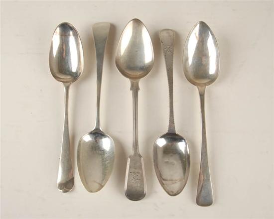 Appraisal: Five English Sterling Soup Serving Spoons one dated by George