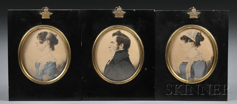 Appraisal: Possibly E Girard Anglo-American Early th Century Three Portrait Miniatures