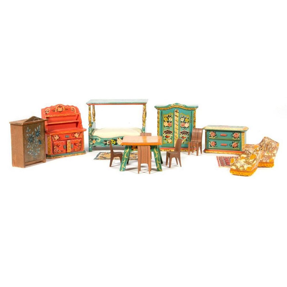 Appraisal: Vintage doll furnishings A high-quality grouping of doll furnishings in