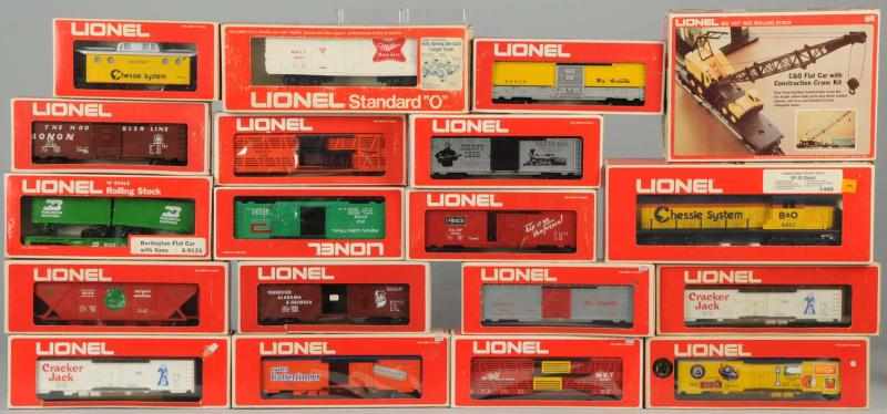 Appraisal: Lot of Lionel Rolling Stock Cars Contemporary Includes boxcars cattle