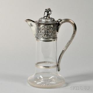 Appraisal: Victorian Sterling Silver-mounted Colorless Glass Ewer London - Charles Boyton