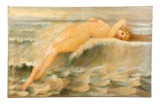 Appraisal: Hungarian School Reclining Sea Nymph O C Likely Hungarian School