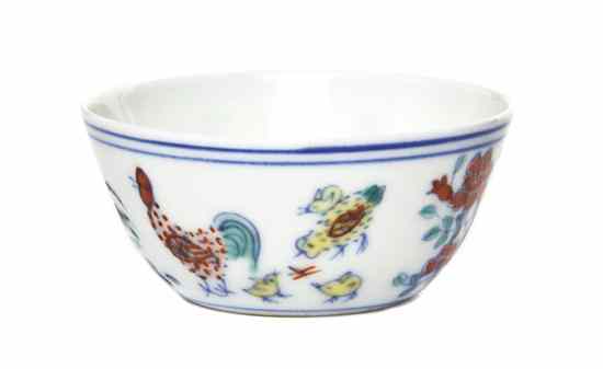 Appraisal: A Chinese Porcelain Chicken Cup having a blue double band