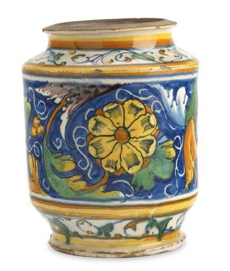 Appraisal: A th century Venice maiolica albarello circa - Probably from