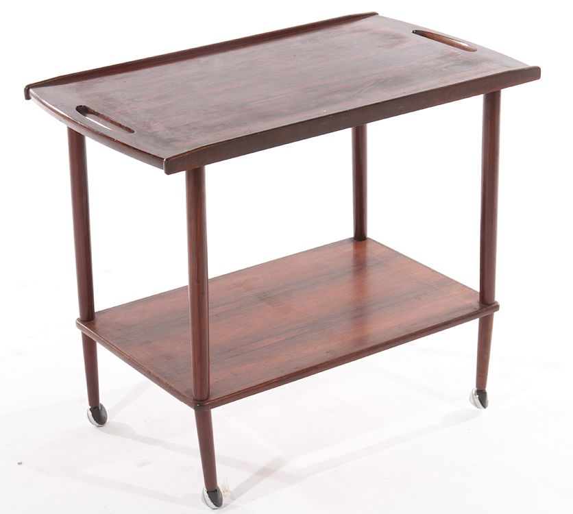 Appraisal: MID CENTURY MODERN ROSEWOOD DRINKS CART A mid century modern