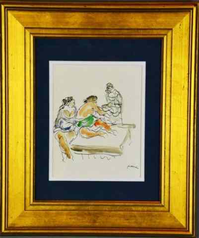 Appraisal: Pascin Ink And Watercolor ''Three Woman And A Baby''Depicting women