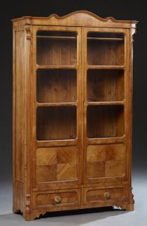 Appraisal: Continental Biedermeier Style Carved Cherry Bookca Continental Biedermeier Style Carved