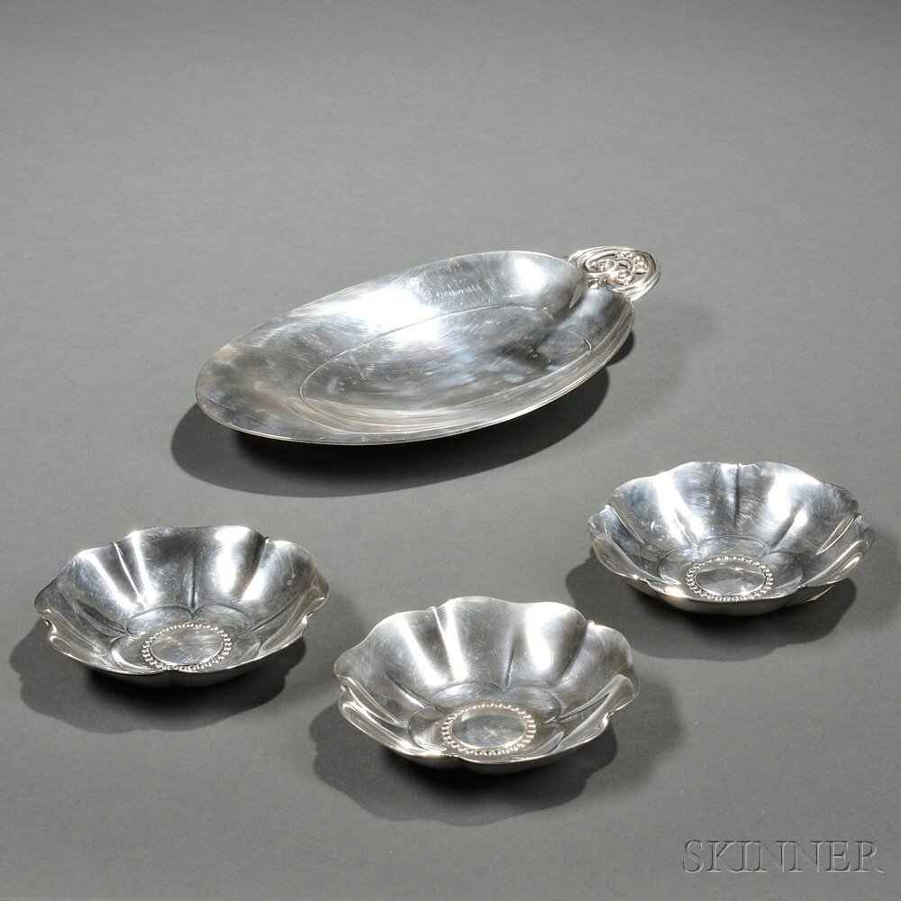 Appraisal: Four Tiffany Co Sterling Silver Dishes New York all but