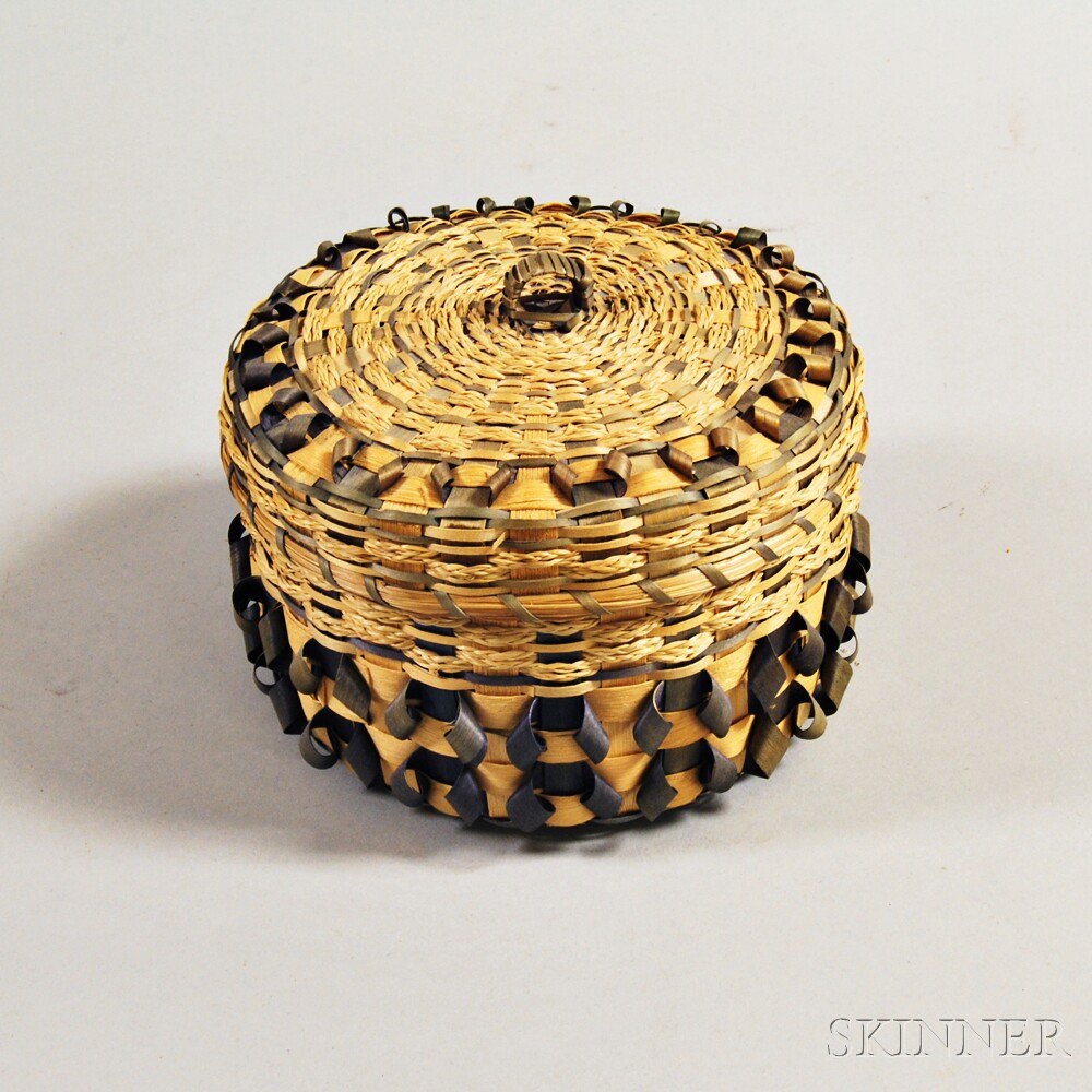 Appraisal: Clara Neptune Keezer Passamaquoddy Woven Lidded Basket Perry Maine th