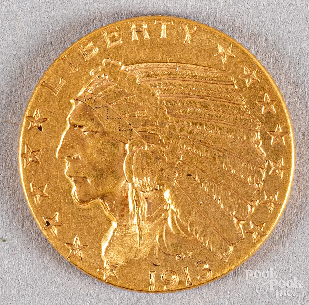 Appraisal: five dollar Indian Head gold half eagle coin five dollar